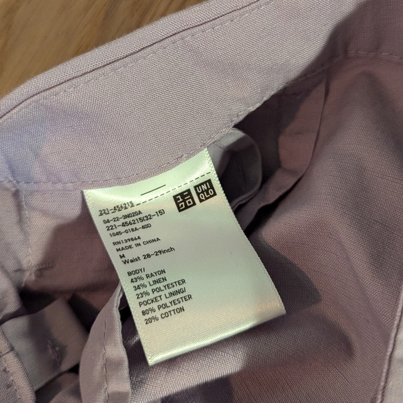Uniqlo Wide Leg Linen Pant - Lilac - Picture 4 of 7